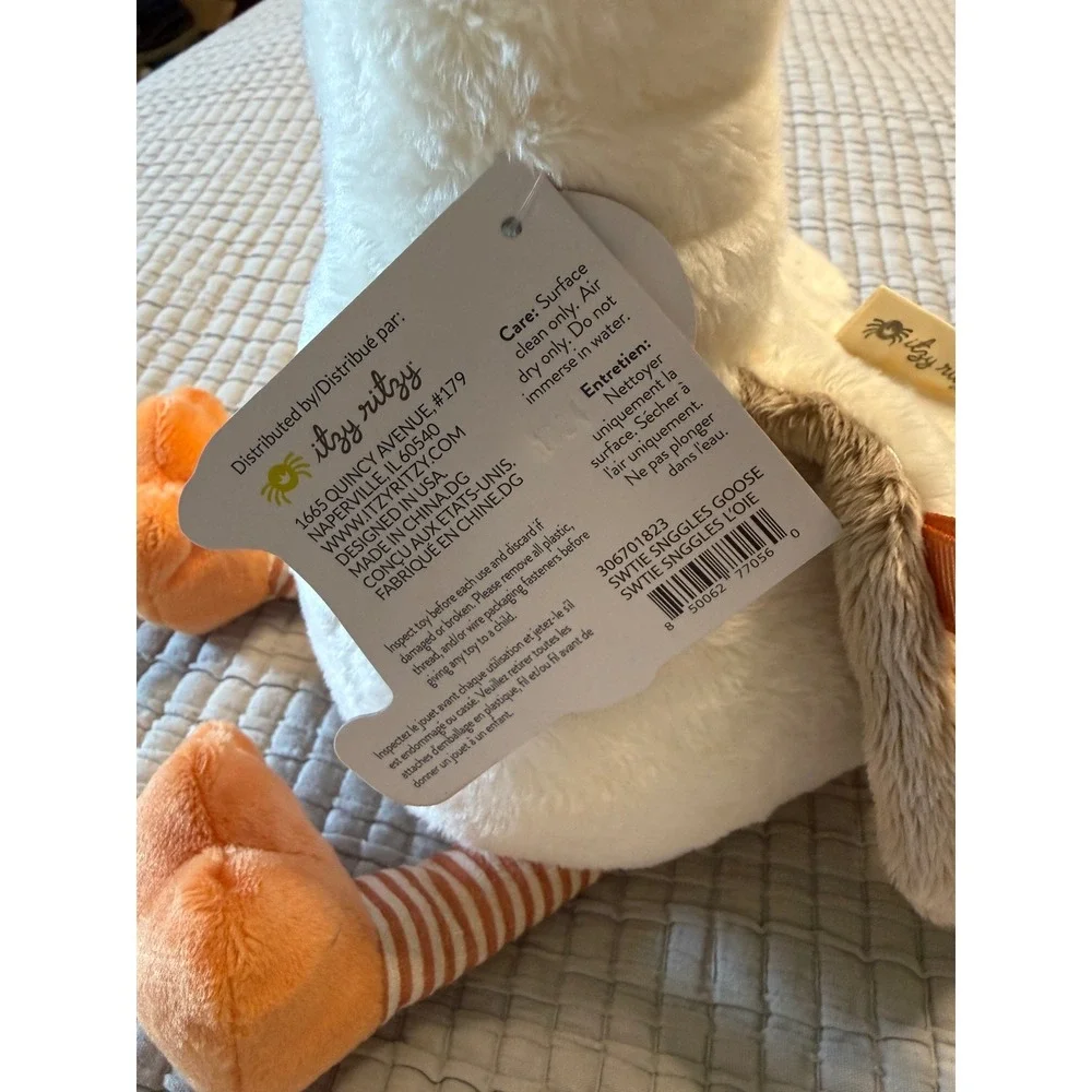 Itzy Ritzy Sweetie Snuggles Gracie the Goose White Plush Baby Sensory Toy NWT